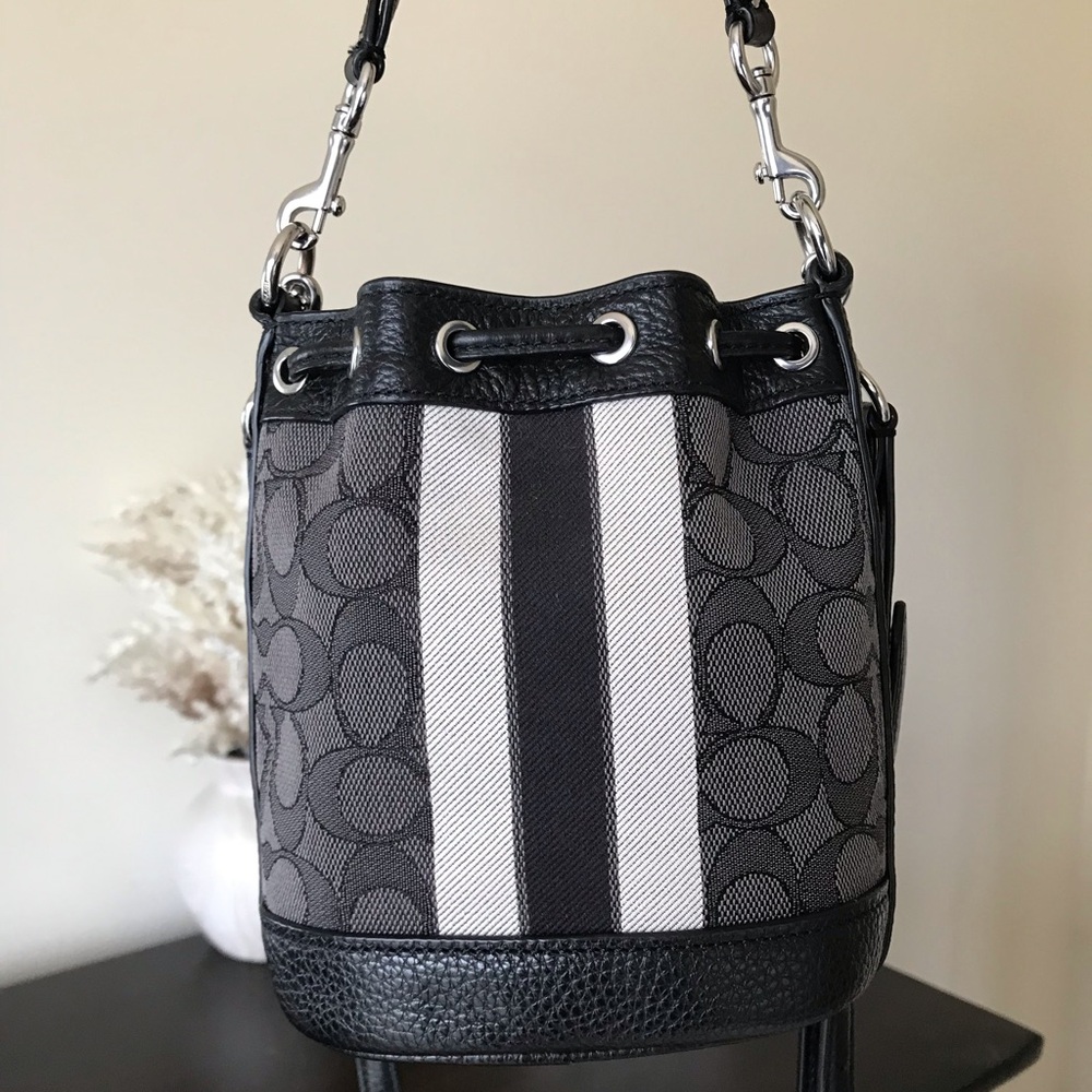 Coach Mini Dempsey Signature Bucket Crossbody Bag, Jacquard / Leather C8322 - Picture 7 of 16